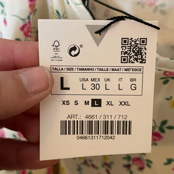 NWT ZARA Cream Micro Floral Open Back Mini Slip Dress Large Blogger Favorite - Picture 9 of 10